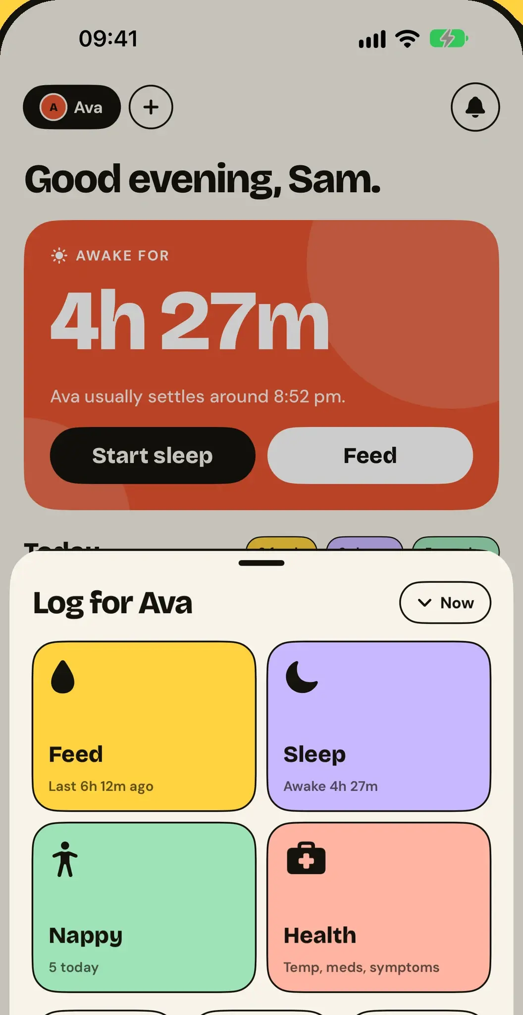 ParentPal one-tap logging for feeds, sleep, nappies and health