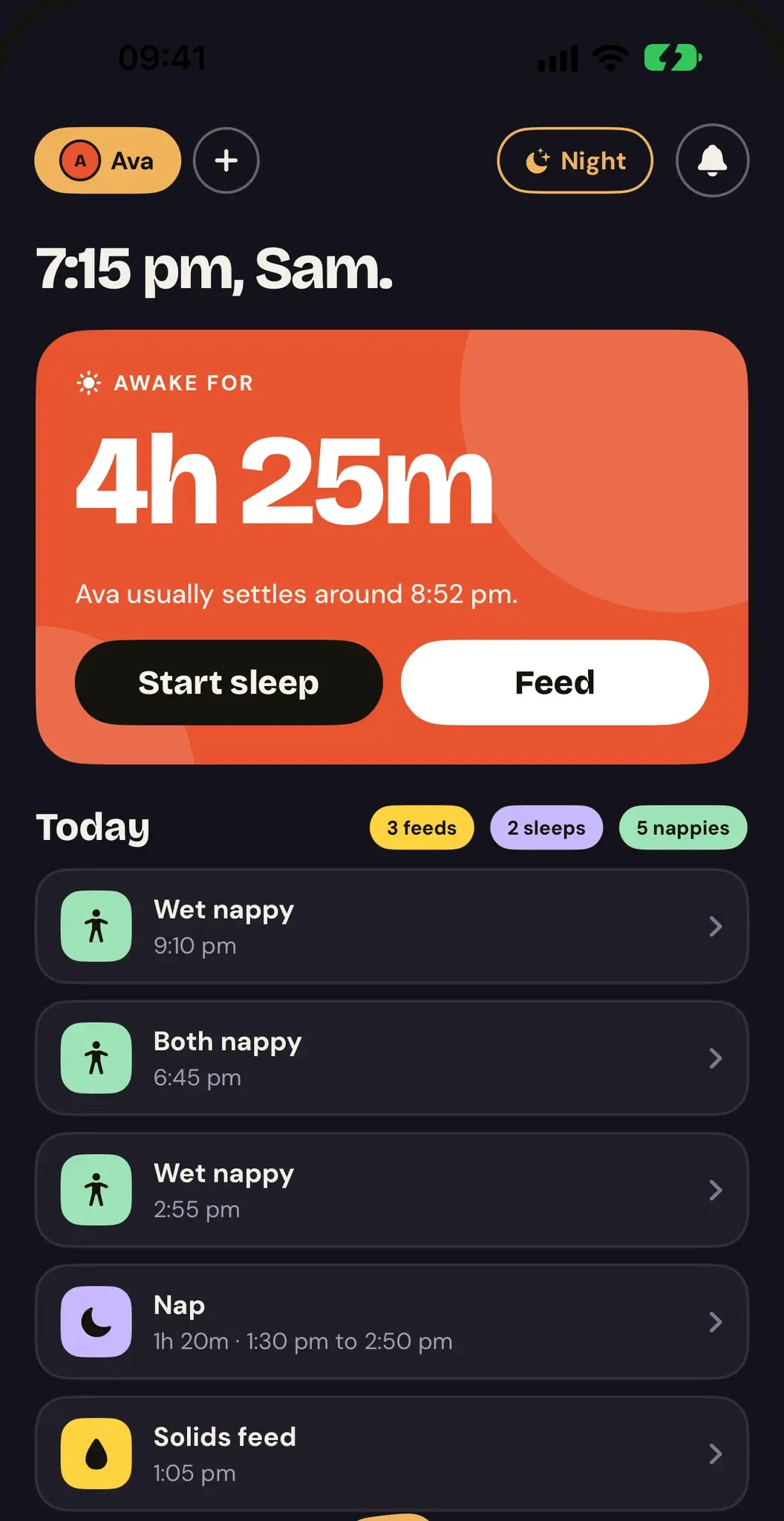 ParentPal night mode