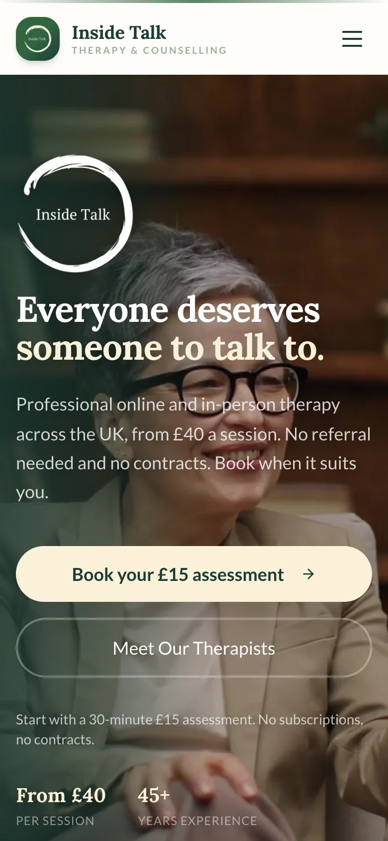 InsideTalk Website & Ads on mobile