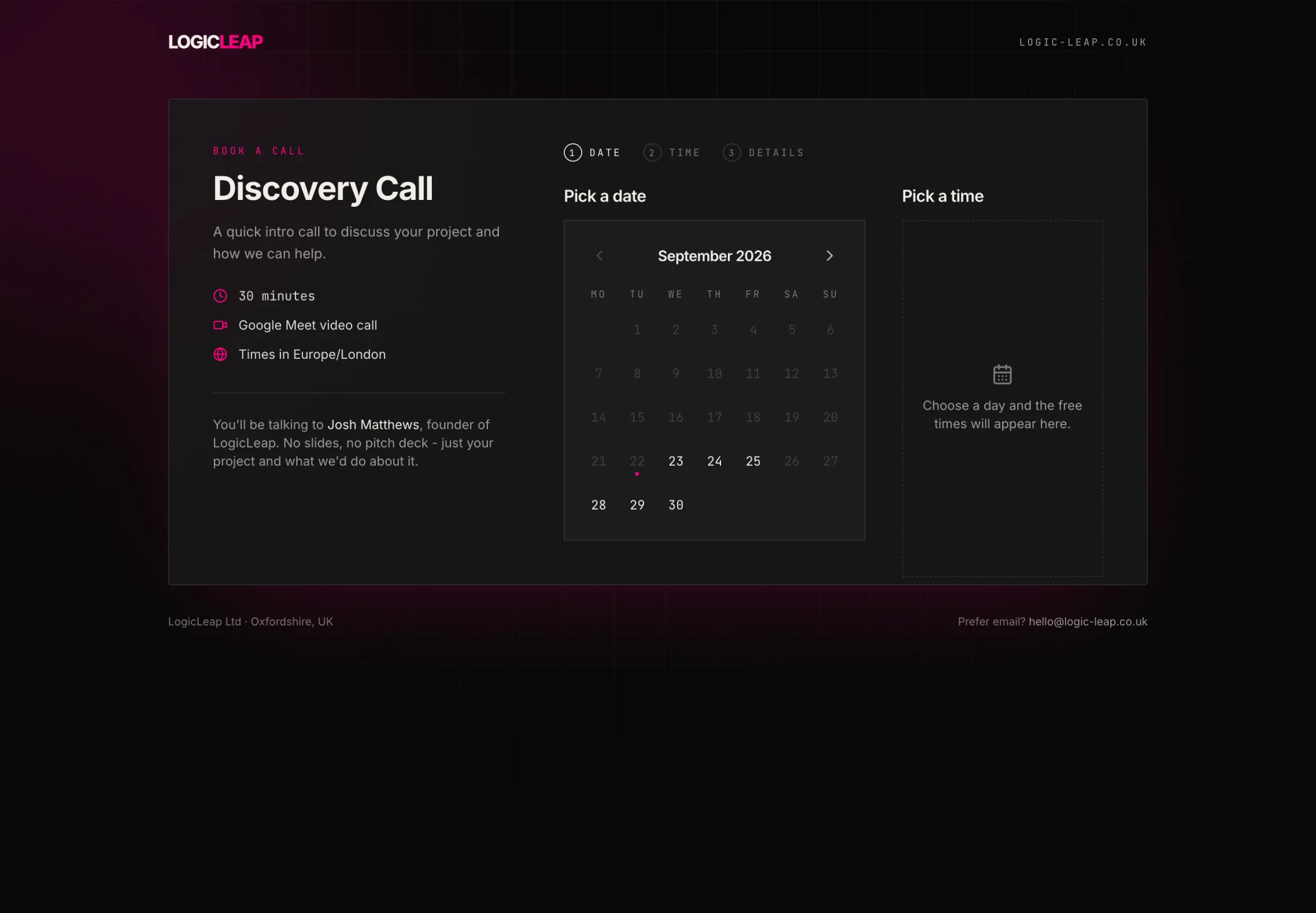 LogicLeap Portal on screen