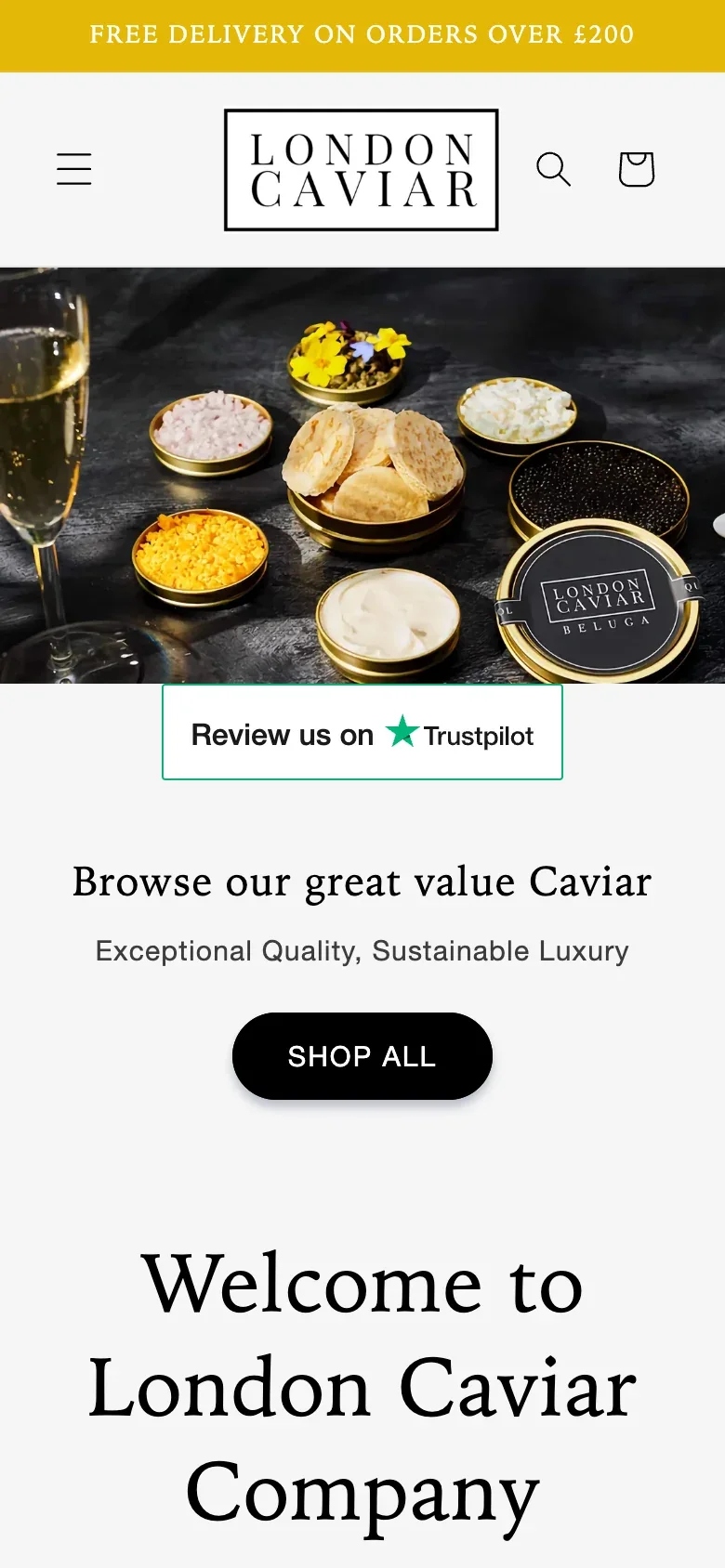 London Caviar Company on mobile