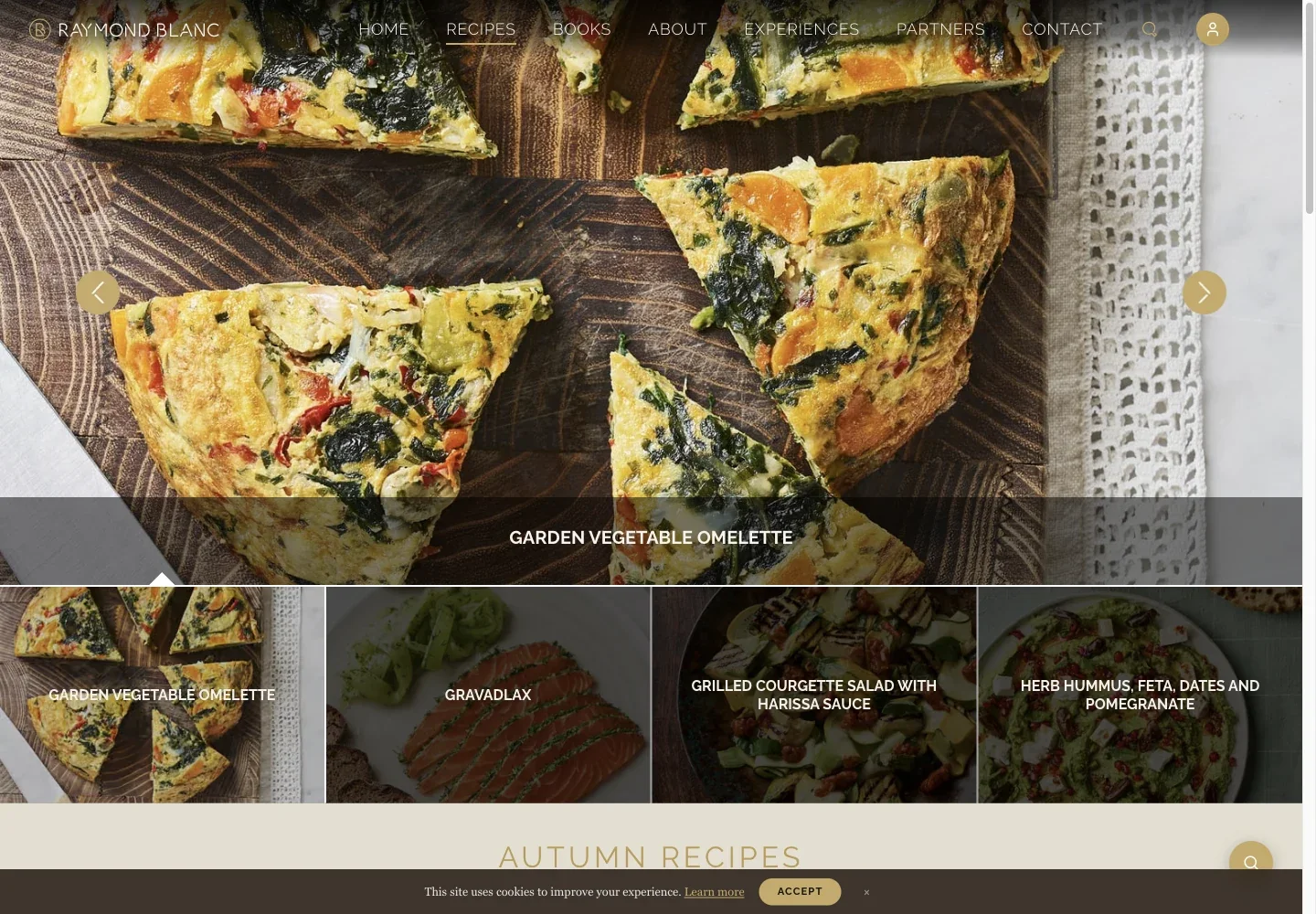 Raymond Blanc's website on desktop