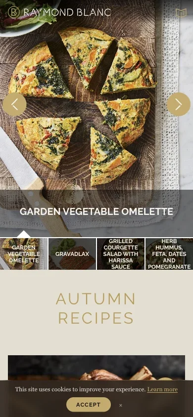 Raymond Blanc's website on a phone